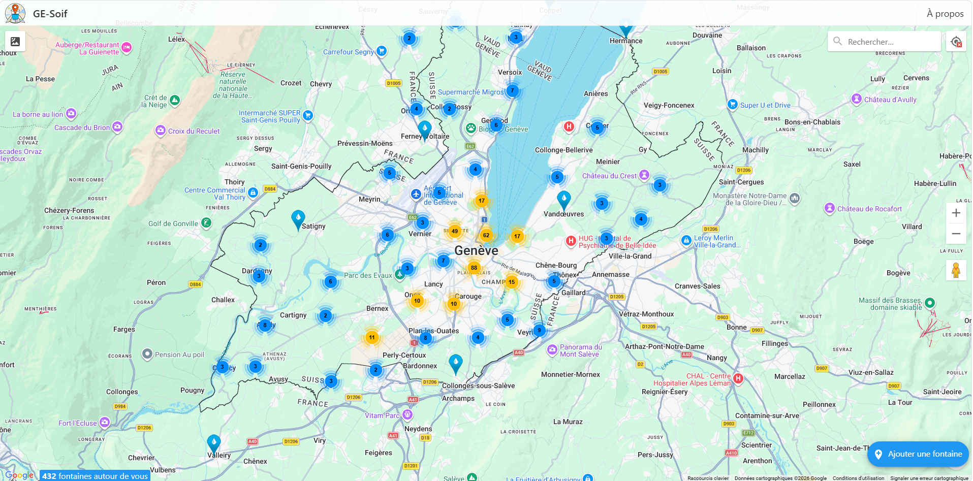 Aperçu projet Carte des fontaines de Genève